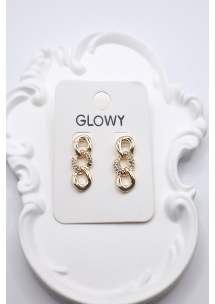 Kadın Küpe Klasik Zincir Zirkon Taş Detay 3cm Küpe