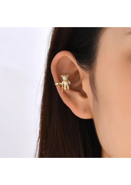 Kadın Kıkırdak Küpe Özel Tasarım Teddy Kutup Yıldız Detay Küpe