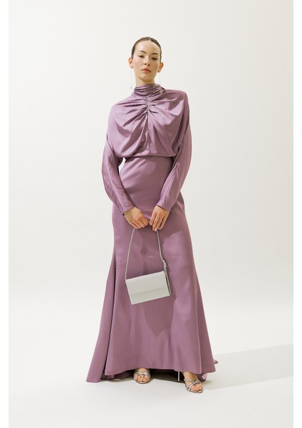 L'amour Taşlı Abiye Elbise Lila