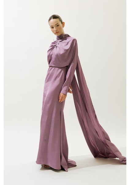 L'amour Taşlı Abiye Elbise Lila fiyatları