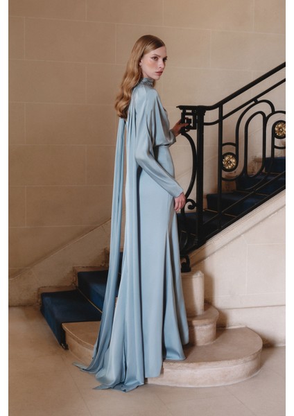 L'amour Taşlı Abiye Elbise Mavi fiyatları