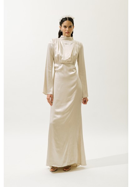 Mıla Taşlı Abiye Elbise Bej fırsatları