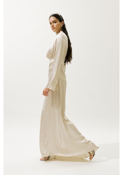 Mıla Taşlı Abiye Elbise Bej indirimleri