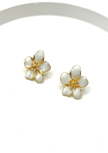 Kadın Küpe 2 cm Mineli Küçük Çiçek Küpe