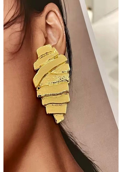 Kadın Küpe Düzensiz Şerit Model 5 cm Küpe