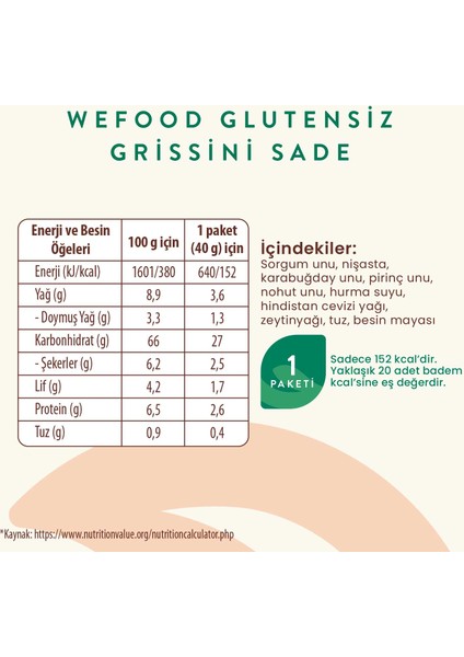 glutensiz Grissini Sade 40 g 3'lü