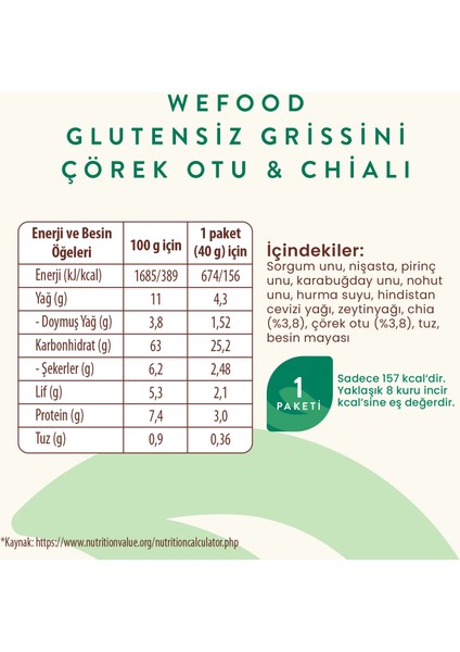 glutensiz Grissini Çörekotu & Chia 40 g 3'lü
