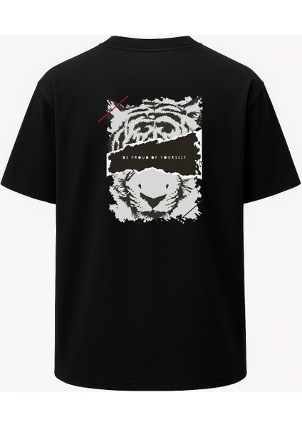 Oversize Cross The Fear Kaplan Baskılı Unisex Tişört