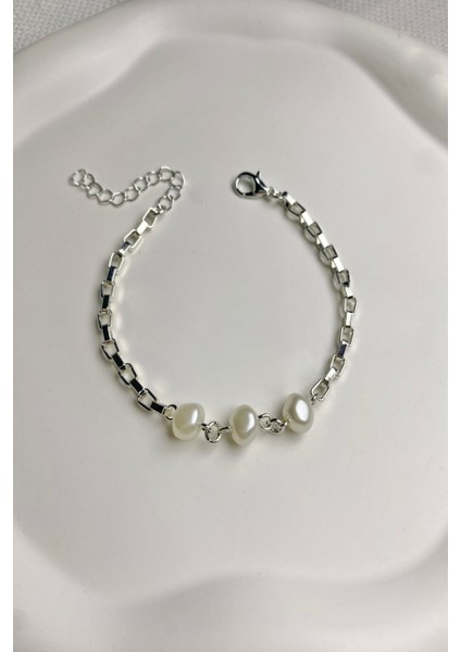 Kadın Bileklik Dikdörtgen Geçme Zincir Barok Inci Bileklik