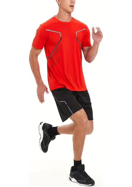 Erkek Ultra Esnek Nem Emici Vücut Geometrik Hızlı Kuruyan Hafif Spor T-Shirt fiyatları