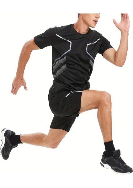 Erkek Ultra Esnek Nem Emici Vücut Geometrik Hızlı Kuruyan Hafif Spor T-Shirt fiyatları