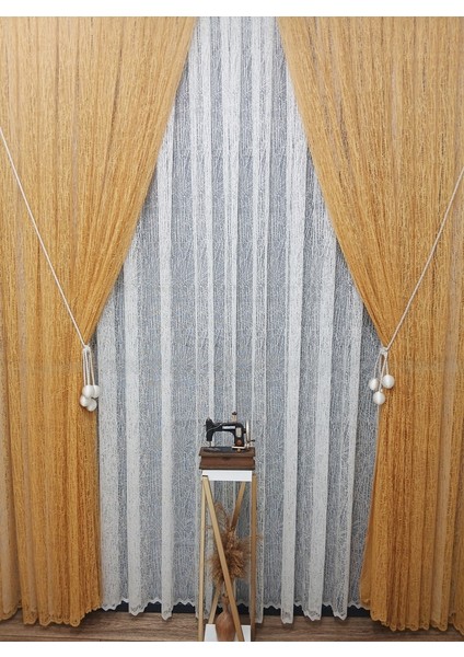 Hardal Sarı Camkırıgı Sağ/sol Iç Tül Takım Tül Fon Perde