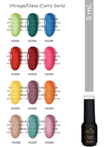 Kalıcı Oje Vitrage/Glass (Cam) Kalıcı Oje Seti (12 ml)