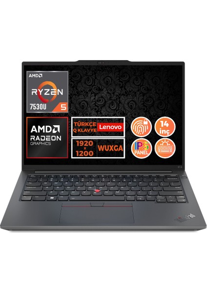 Thinkpad E14 Gen 5 Ryzen 5 7530U 16GB 1tb SSD 14" Wuxga Freedos Notebook 21JR0035TX 003