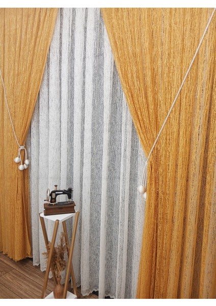 Hardal Sarı Camkırıgı Sağ/sol Iç Tül Takım Tül Fon Perde fiyatları