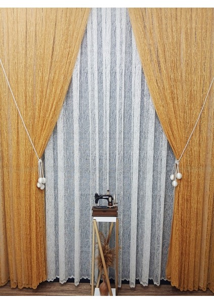 Hardal Sarı Camkırıgı Sağ/sol Iç Tül Takım Tül Fon Perde