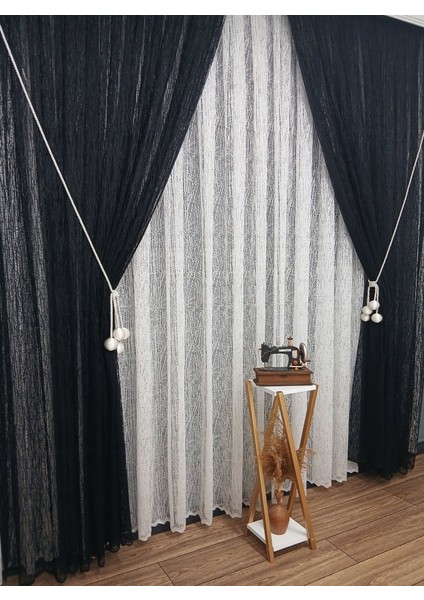 Siyah Camkırıgı Sağ/sol Iç Tül Takım Tül Fon Perde modelleri