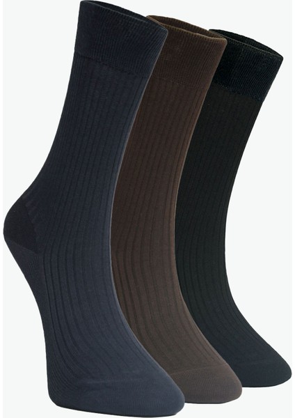 3'lü Siyah, Lacivert, Kahve Pamuk Penye Çorap fiyatları