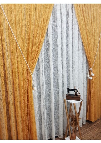 Hardal Sarı Camkırıgı Sağ/sol Iç Tül Takım Tül Fon Perde