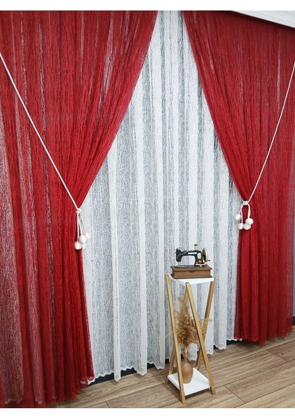 Kırmızı Camkırıgı Sağ/sol Iç Tül Takım Tül Fon Perde modelleri