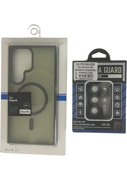 Galaxy S24 Ultra Zore Sio Kapak + Zore Kamera Lens Koruyucu Cam Filmi Yeşil Kombin fırsatları