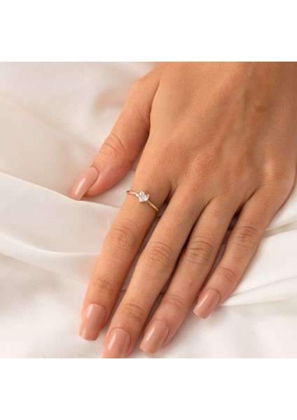Gümüş Yüzük - 0,60 CT Pırlanta(Signty)Kalp Tektaş Evlilik Teklifi Gümüş Yüzük-Pırlanta Kalp Tektaş Gümüş Yüzük