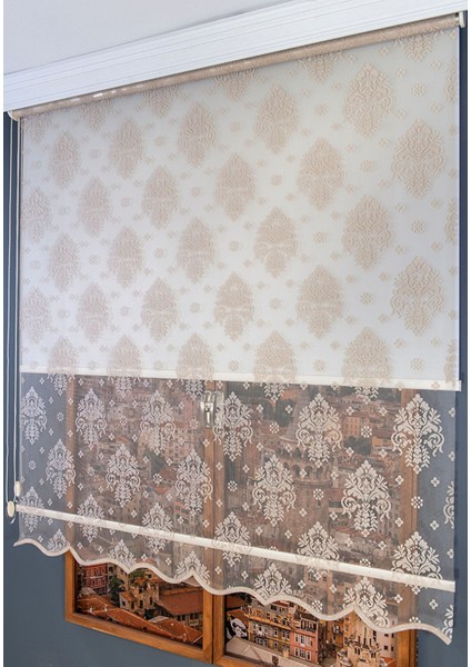 Çift Mekanizmalı Tül Stor Perde Kahverengi modelleri