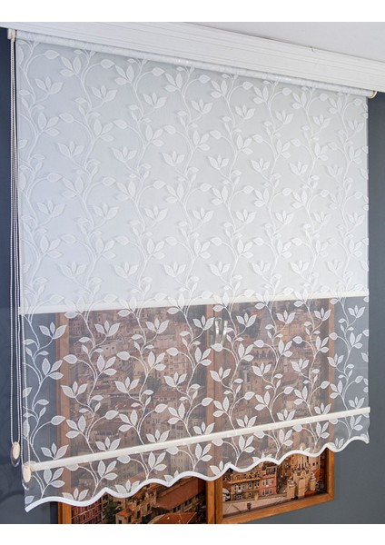 Çift Mekanizmalı Yaprak Desenli Tül Stor Perde fiyatları