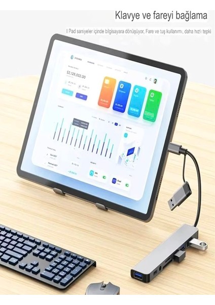 8in2 Alüminyum 4xusb 1xtype-C 3.5mm Jak Tf/sd USB Hub Çoklayıcı Telefon Macbook Çevirici