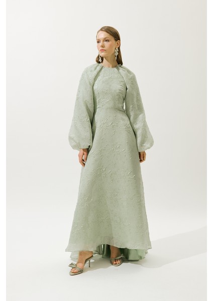 Jakar Organze Abiye Elbise Mint