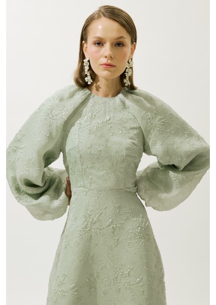 Jakar Organze Abiye Elbise Mint