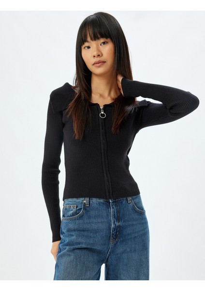 Yeni Sezon Fermuarlı Hırka Uzun Kollu Slim Fit