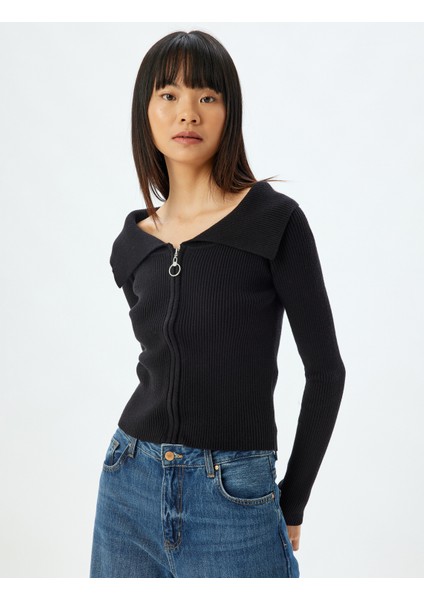Yeni Sezon Fermuarlı Hırka Uzun Kollu Slim Fit