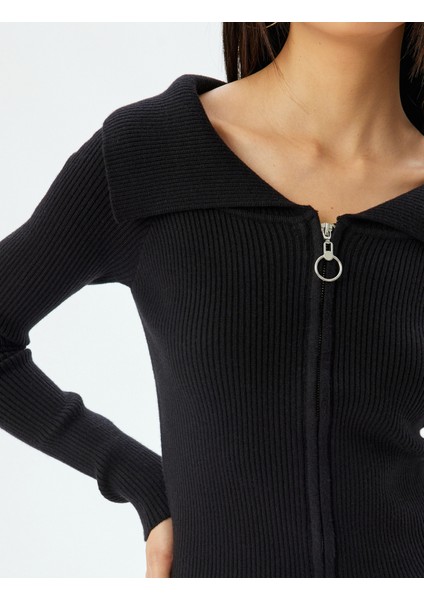 Yeni Sezon Fermuarlı Hırka Uzun Kollu Slim Fit