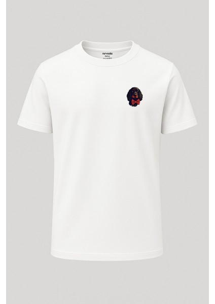 Papyonlu Ingiliz Spaniel Köpek Baskılı Unisex Bol Kalıp Bisiklet Yaka Tişört