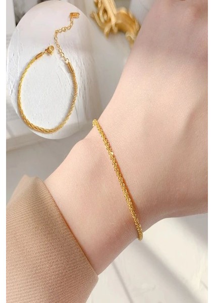 Kadın Çelik Bileklik Kararmaz Elmas Zincir Çelik Bileklik