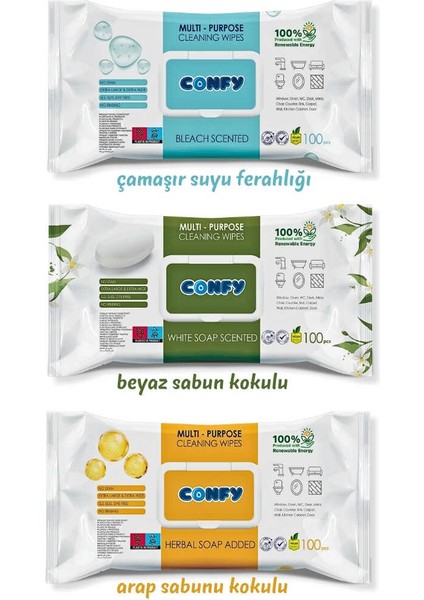 Yüzey Temizlik Havlusu 3'lü Set - Arap Sabunu, Beyaz Sabun, Çamaşır Suyu, 300 Yaprak fiyatları