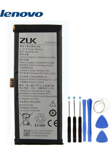 Lenovo Zuk Z2 Z213 Pil Batarya ve Tamir Seti BL268 Senalstore