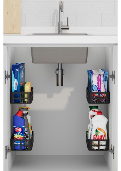 4'lü Yapışkanlı Dolap Içi Organizer, 4'lü Banyo Düzenleyici, Duş Rafı Organizer Şampuanlık