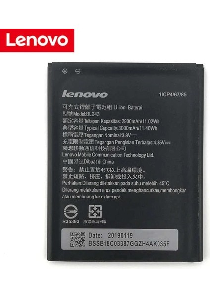 Lenovo K3 NOTE/K50/A7000 Pil Batarya BL243 Senalstore