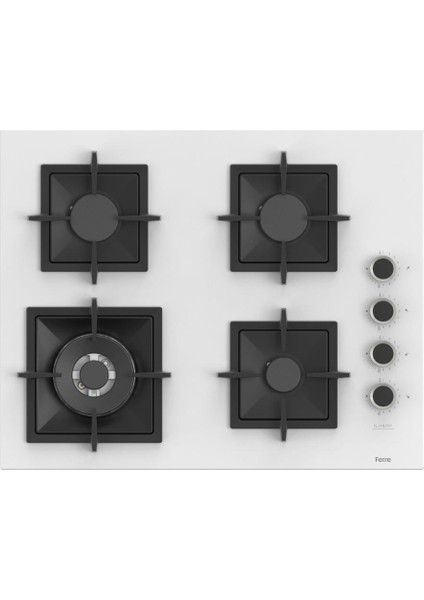 Flowart-Sılentart Serisi Beyaz Set (SC406-WFA + QBL63CB +D078-SA ) - Döküm Izgara / 65 cm Ocak