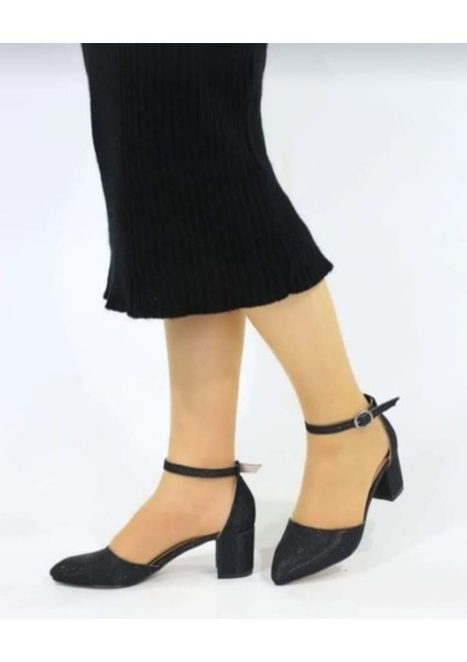 Kadın Ayakkabı Simli Kısa Topuklu Klasik Ayakkabı Günlük 5 cm