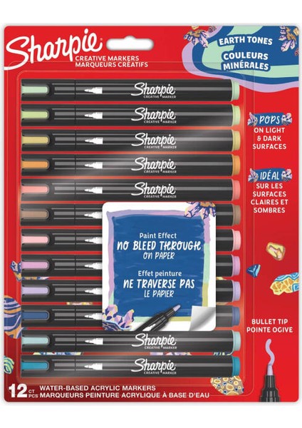 Sharpıe Akrilik Markör Yuvarlak Uç Doğa Tonları 12Lİ 2213421