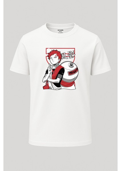 Naruto Gaara Baskılı Unisex Bol Kalıp Bisiklet Yaka Tişört