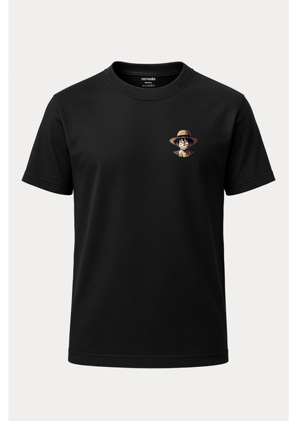 Monkey D Luffy One Piece Profil Baskılı Unisex Bol Kalıp Bisiklet Yaka Tişört