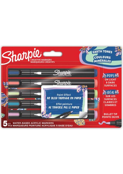 Sharpıe Akrilik Markör Yuvarlak Uç Doğa Tonları 5li 2213380