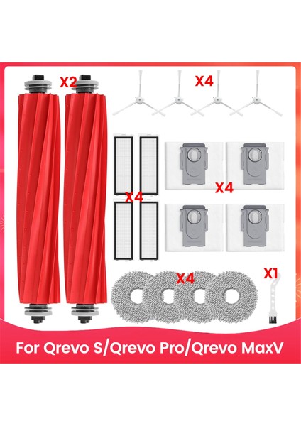 Qrevo S/qrevo Pro/qrevo Maxv Robot Süpürge Aksesuarları Yedek Kitleri Ana Yan Fırça Hepa Filtre Paspas Bezi (Yurt Dışından)
