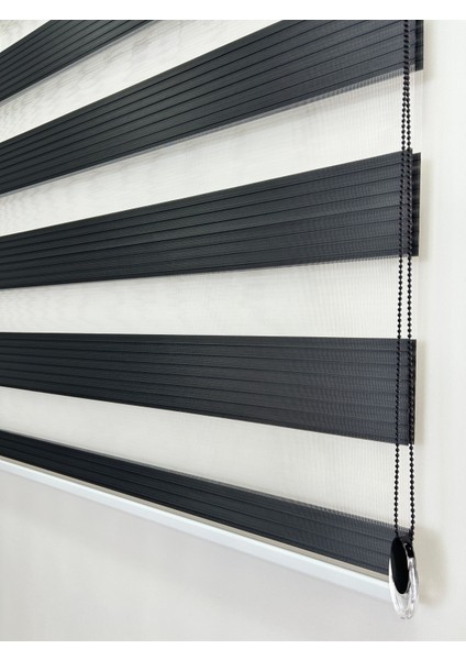 Antrasit Pileli Zebra Stor Perde Ev/ofis Perdesi Aluminyum Sistem Zebra Stor Perde – Gece & Gündüz Kullanım, Kolay Montaj (Alüminyum Sistem)