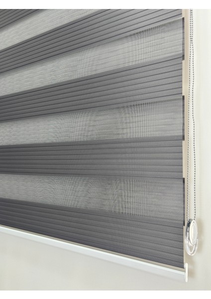 Binbirperde Gri Pileli Zebra Stor Perde Ev/ofis Perdesi Aluminyum Sistem
