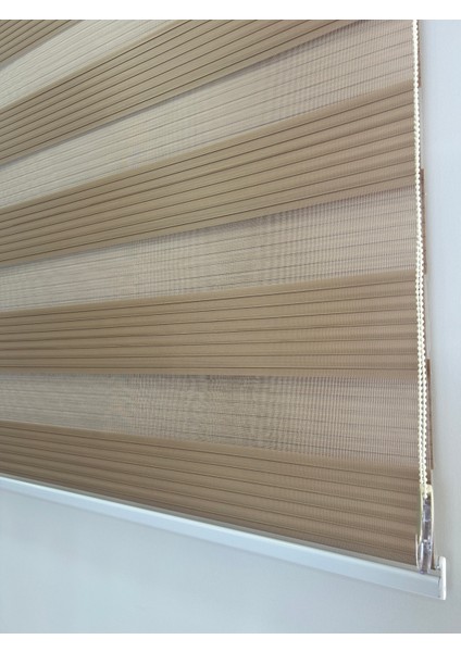 Binbirperde Kahverengi Pileli Zebra Stor Perde Ev/ofis Perdesi Aluminyum Sistem